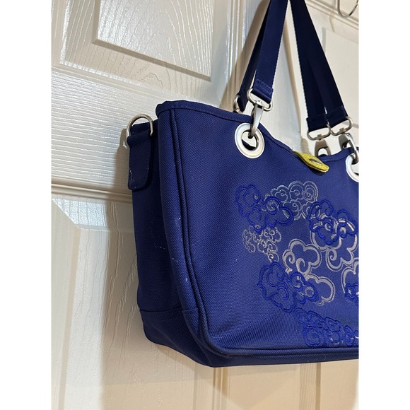 Haiku Blue Canvas Embroidered Cloud Tote Bag Eco Friendly Travel Handbag - Picture 6 of 8